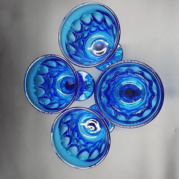 Vtg Noritake Perspective Cobalt Blue Wine Glasses 7-7/8" Goblet 4.5 oz Set Of 4 - Picture 3 of 8